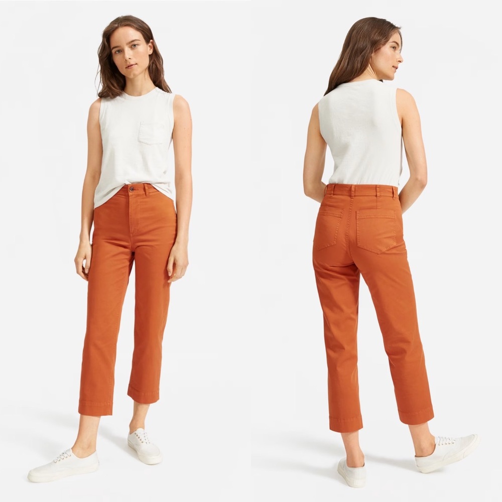 Everlane The Lightweight Straight Leg Crop Pant Burnt Orange Size 8